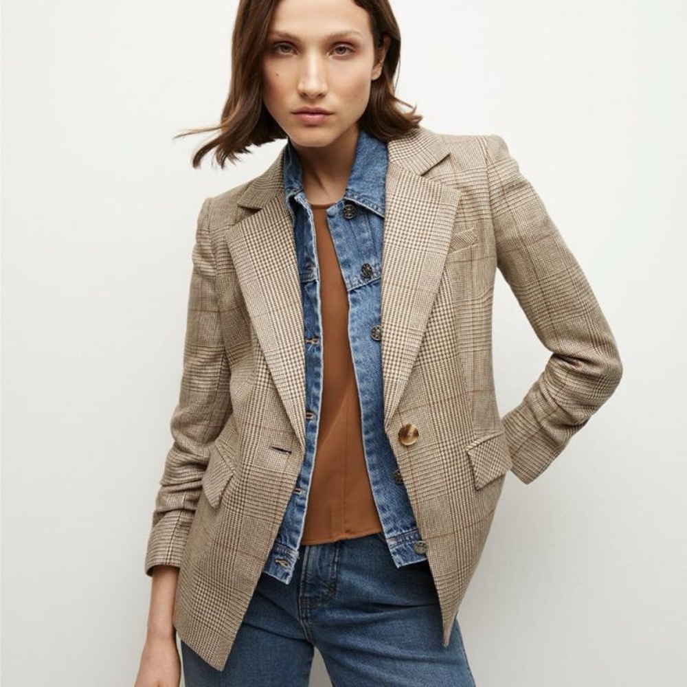 NWOT Veronica Beard Long and Lean Dickey Jacket Brown Multi Plaid 8 - Picture 2 of 6